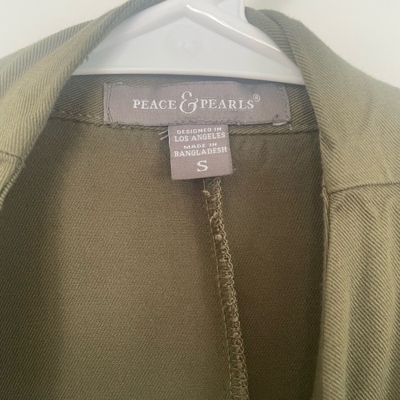 Peace & Pearls Olive Green Jacket Size S - Picture 2 of 9